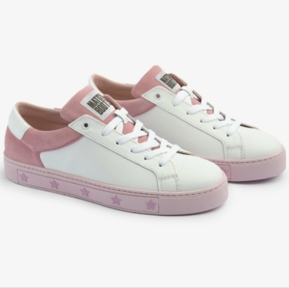 Match Boots Womens European Low Cut Sneaker Tennis Shoe Casual White & Pink NEW